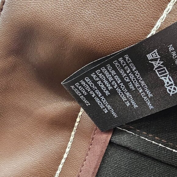 Maeve The Colette Cropped Wide-Leg Pant, Faux-Leather Top-Stitch, Brown, Size 32 - Picture 9 of 11